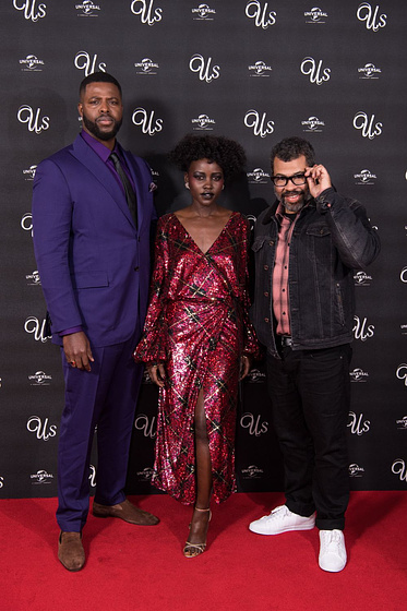 Jordan Peele, Lupita Nyong'o y Winston Duke en Nosotros (Marzo 2019)