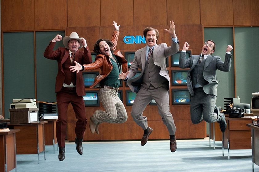 Will Ferrell, Paul Rudd, David Koechner y Steve Carell en Los Amos de la Noticia