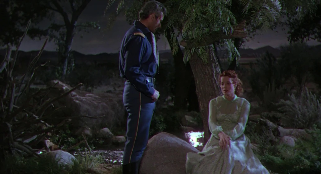 Maureen O'Hara y Jeff Chandler en asalto-al-fuerte-clark