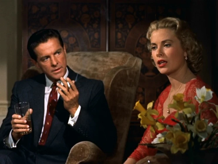 Grace Kelly y Robert Cummings en crimen-perfecto