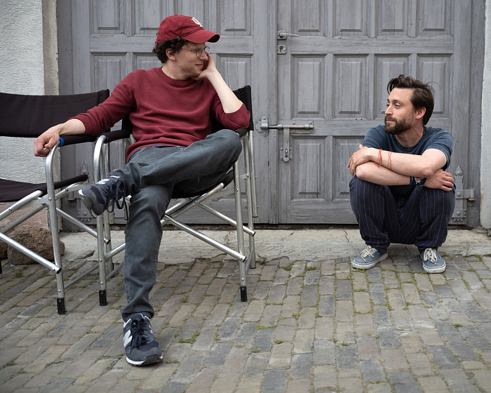 Kieran Culkin y Jesse Eisenberg en A Real Pain (Rodaje)