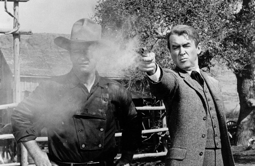 James Stewart y John Wayne en el-hombre-que-mato-a-liberty-valance