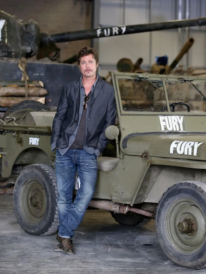 Brad Pitt en corazones-de-acero (Photocall en Londres. 2014)