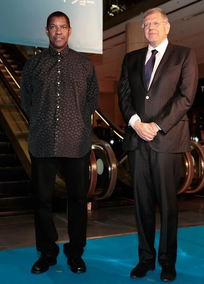 Robert Zemeckis y Denzel Washington en el-vuelo (Premiere en Tokyo. Febrero 2013)