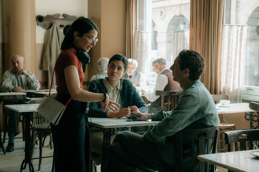 Loreto Mauleón, Celia Rico Clavellino y Enric Auquer en La Buena Letra (Rodaje)