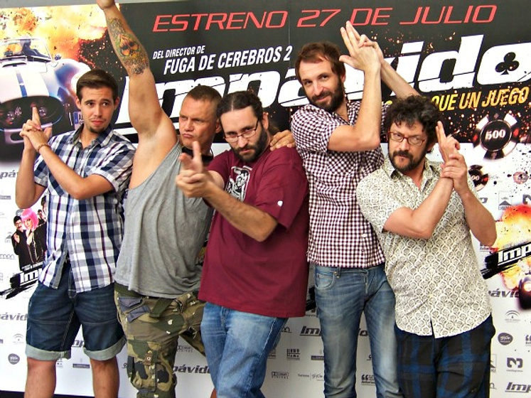 Julián Villagrán, Manolo Solo, Nacho Vidal, Carlos Therón y Selu Nieto en Impávido (Photocall Madrid 24/07/2012)