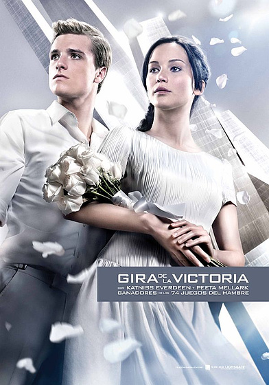 Josh Hutcherson y Jennifer Lawrence en Los Juegos del Hambre. En Llamas (Cartel promocional)