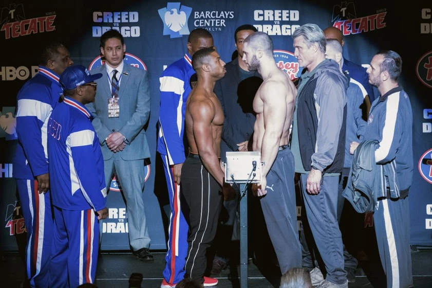 Dolph Lundgren, Michael B. Jordan y Florian Munteanu en creed-ii-la-leyenda-de-rocky
