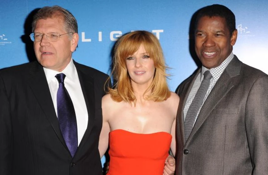 Robert Zemeckis, Denzel Washington y Kelly Reilly en el-vuelo (Premiere en Londres. Enero 2013)